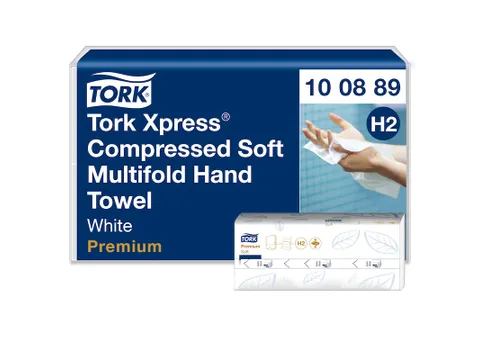 Handdoek Tork 100889 H2 Xpress compressed Premium 2-Laags Wit