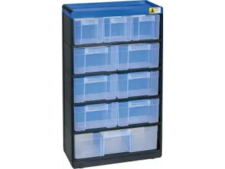 magazijnkast HxBxD 525x300x135mm 10laden behuizing zwart/blauw - 1