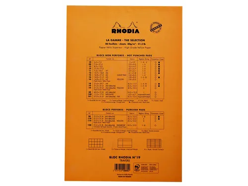 Schrijfblok Rhodia A4 lijn 80 vel 80gr geel