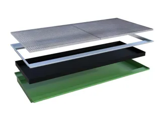 ophangbak,opvangvol. 200l,HxBxD 135x2665x1265/915mm,m. PE-element - 2
