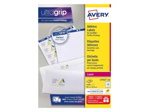 Adresetiket Avery QuickPeel L7162-100 99.1x33.9mm Wit 1600 stuks