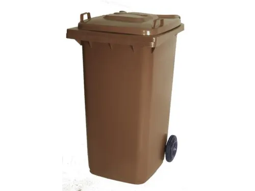 Vuilcontainer PE 240 liter HxBxD 1100x580x740mm met wielen bruin