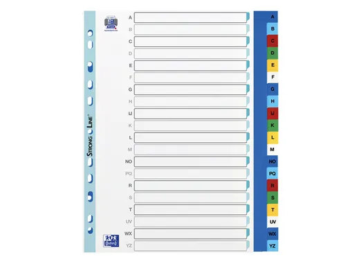Tabbladen Oxford A4+ 11-gaats 20-delig A-Z PP kleur