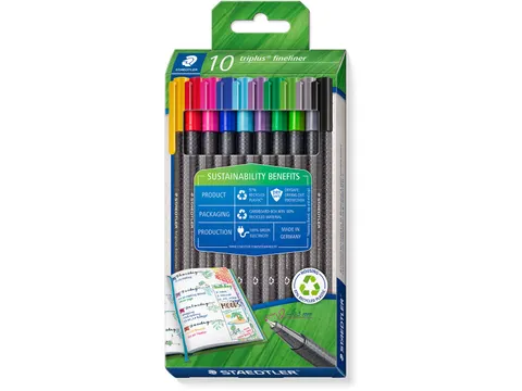 Triplus fineliner eco doosje van 10 stuks assorti