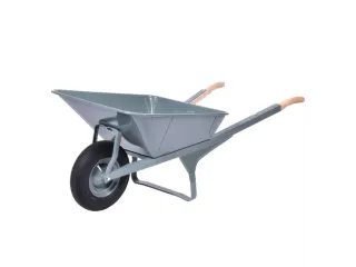 kruiwagen met hoekijzer,90l,HxBxD 810x710x1530mm,staal-bak,grijs,staal - 1