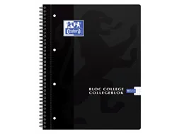 Collegeblok Oxford A4+ 4-gaats ruit 5mm 90vel zwart