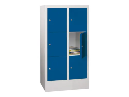 lockerkast,HxBxD 1187x600x500mm,2x3vakken,RAL7035,front RAL5010