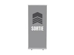 Roll-Banner 85x200 complete set met print "Sortie" Grijs