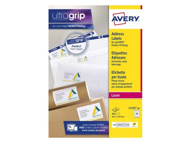 Adresetiket Avery QuickPeel L7159-40 63.5x33.9mm Wit 960 stuks