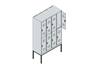 dubbeldekse locker,HxBxD 2120x1200x500mm,4x2vak.,vak B 300mm - 3