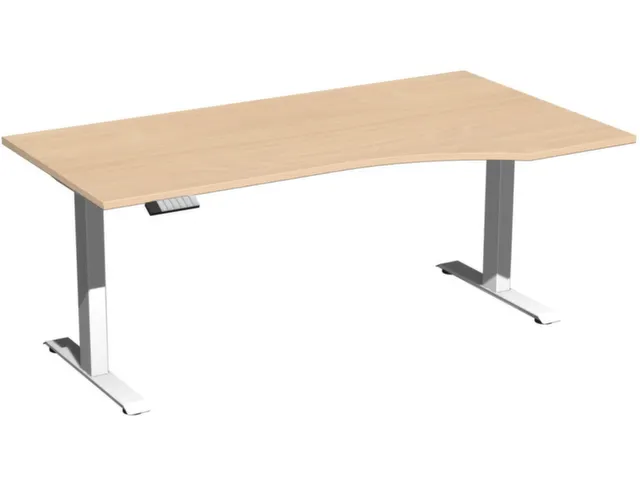 In hoogte verstelbaar bureau in vrije vorm,HxBxD 730-1230x1800x1000mm
