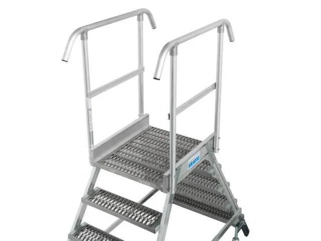 bordestrap,verrijdbaar,bordes H 1,2m,2x5treden m. R13-laag,aluminium