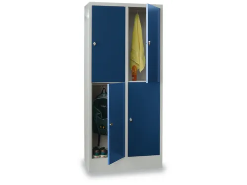 lockerkast,HxBxD 1850x800x500mm,2x2vakken,RAL7035,front RAL5010
