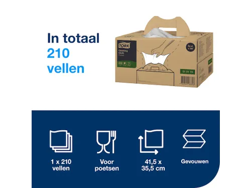 Reinigingsdoek Tork W7 Premium dispenser 1-laags 210 vel wit 510172