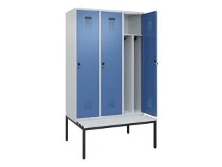 locker met bank,voor scheiding van kleding,HxBxD 2120x1200x815mm,3vak - 1