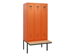 locker met bank,HxBxD 1950x900x815mm,3vak,vak B 300mm,cilinderslot - 2