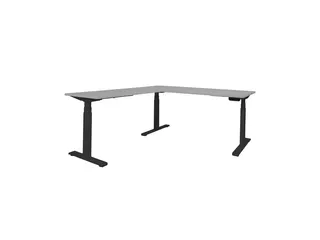 Elektrisch Hoekbureau Dextro Plus 180x160cm Frame Zwart Blad Grijs - 1