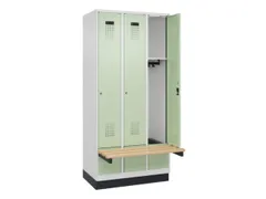 locker met bank,HxBxD 1950x900x815mm,3vak,vak B 300mm,cilinderslot