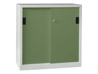 schuifdeurkast,HxBxD 1000x1000x600mm,RAL7035,front RAL6011 - 1