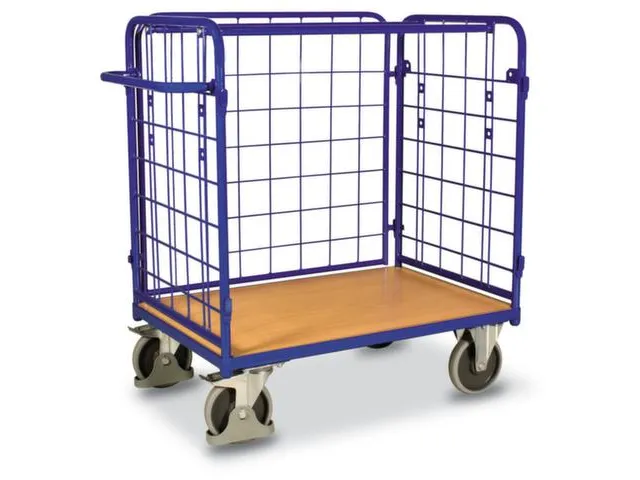 Chariot à étagères 500kg 3 parois grillagées 1 plateau 1000x700mm