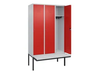locker met bank,HxBxD 2120x1200x815mm,3vak,vak B 400mm,cil.-slot - 2