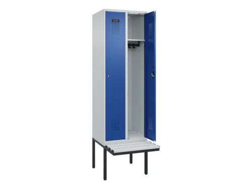 locker met bank,HxBxD 2120x600x815mm,2vak,vak B 300mm,cilinderslot