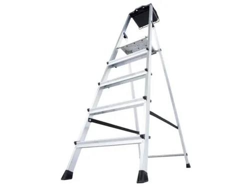 trapladder,eenzijdig,5treden,bordes m. antislip elementen,balk L 1,8m