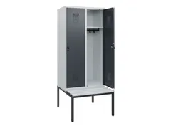 locker met bank,HxBxD 1950x800x815mm,2vak,vak B 400mm,draaigrendel