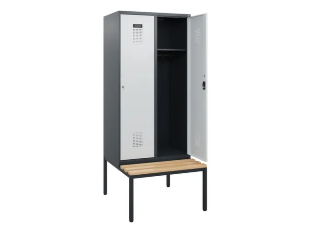 locker met bank,HxBxD 1950x800x815mm,2vak,vak B 400mm,cilinderslot