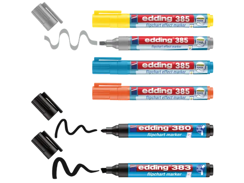 Edding 385 Flipchart effect marker Assorti + 380 en 383 6 stuks