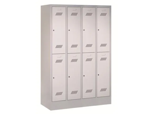 dubbeldekse locker,HxBxD 1850x1200x500mm,4x2vak.,RAL7035,front RAL5010