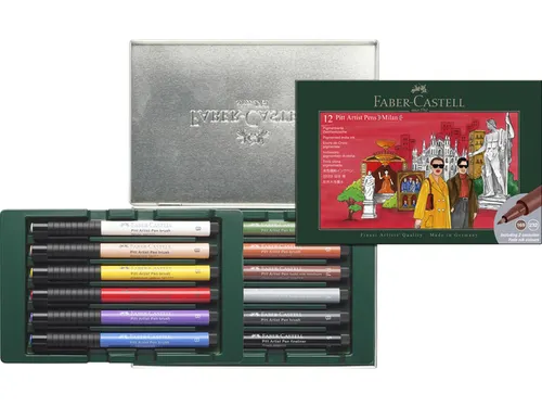 Tekenstift Faber-Castell Pitt Artist Pen Brush set 12 stuks Milaan
