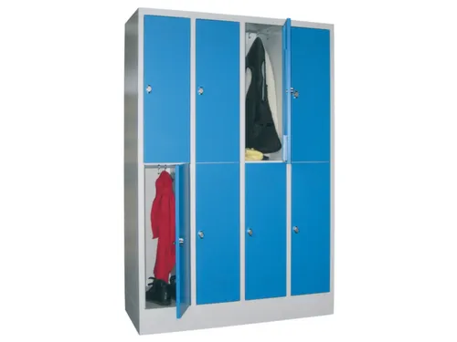 lockerkast,HxBxD 1850x1200x500mm,4x2vakken,RAL7035,front RAL5012