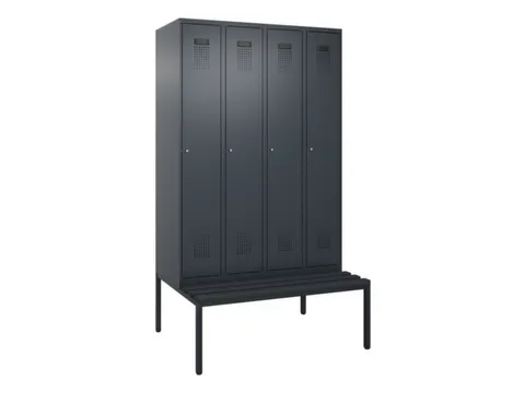 locker met bank,voor scheiding van kleding,HxBxD 2120x1200x815mm,4vak