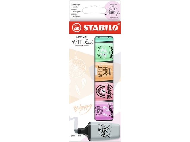 Stabilo BOSS MINI Pastellove surligneur, boîte de 6 pièces en couleurs paste