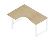 Bureau d’angle 730x1600x1200mm retour à gauche chêne/blanc