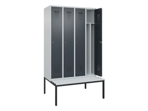 locker met bank,voor scheiding van kleding,HxBxD 2120x1200x815mm,4vak