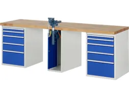 werkbank,HxBxD 890x2500x700mm,beukblad,draagverm. 750kg,3containers