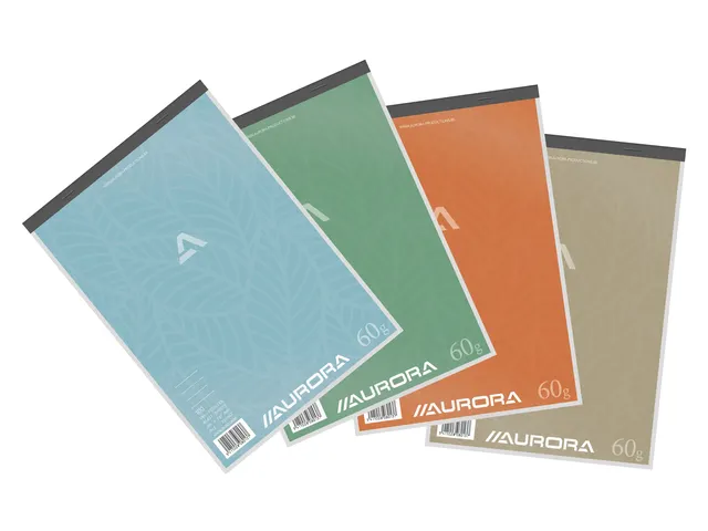 Schrijfblok Aurora A4 lijn 100 vellen 60gr assorti