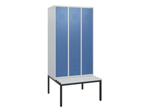 locker met bank,HxBxD 1950x900x815mm,3vak,vak B 300mm,cil.-slot