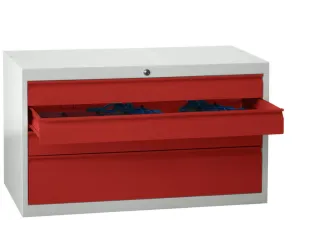 ladekast,HxBxD 600x1023x600mm,4lade(n),cil.slot,RAL7035,front RAL3000 - 2