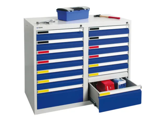 Ladekast 900x1000x500mm 7 Laden Romp Ral7035 Front Ral5010