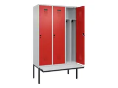 locker met bank,voor scheiding van kleding,HxBxD 2120x1200x815mm,3vak