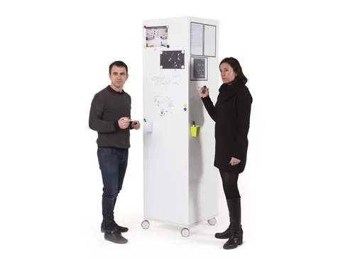 Whiteboard Rocada Skincube 55x55x200cm mobiel wit met 4 zijden