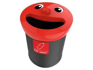 Afvalbak Smiley Face Bin 52 Liter Plastics Zwart Rood - 1
