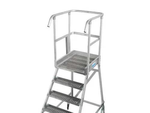 bordestrap,verrijdbaar,bordes H 1m,4treden m. R13-laag,aluminium