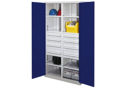 Materiaalkast Scheidingswand 1950x1000x600mm 6legborden 8laden Ral5010