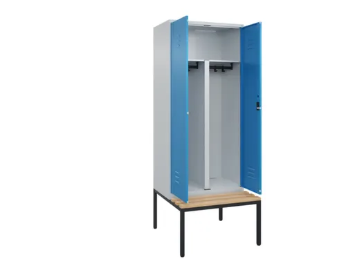 PBM-locker met bank,HxBxD 2120x800x815mm,2vak,vak B 400mm,cil.-slot