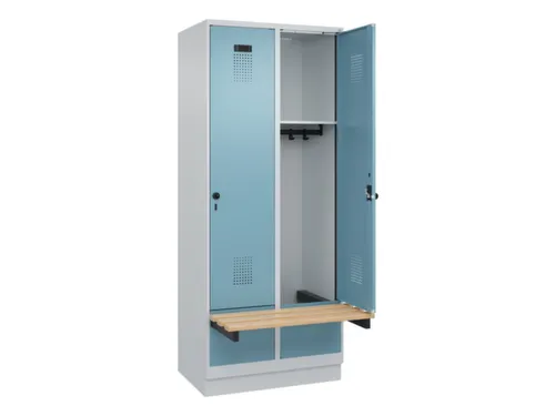 locker met bank,HxBxD 1950x800x815mm,2vak,vak B 400mm,draaigrendel
