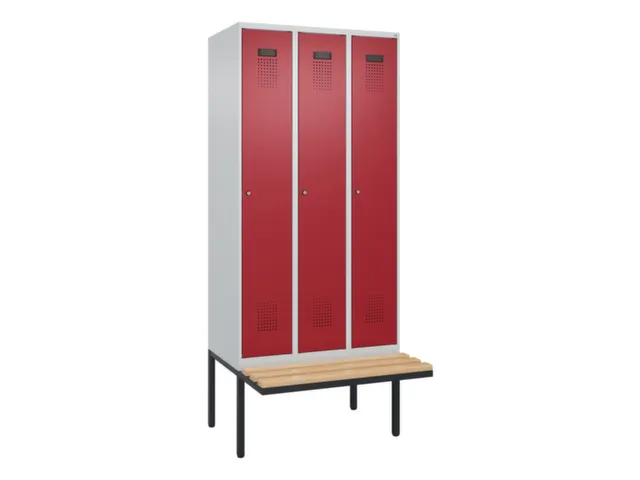 locker met bank,voor scheiding van kleding,HxBxD 2120x900x815mm,3vak